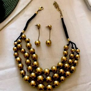 Golden pear necklace and matching earrings